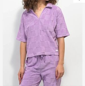 Lavender Checkered Terry Polo Set